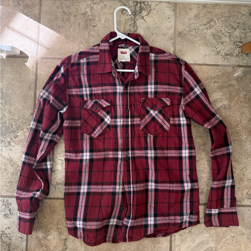 Levi's Men's Burgundy Plaid Button Down Shirt